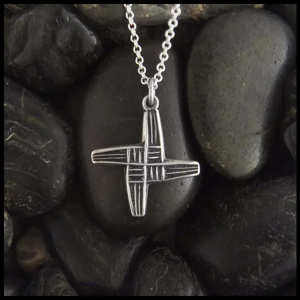 Sterling Silver Stylized St. Brigid Cross Pendant