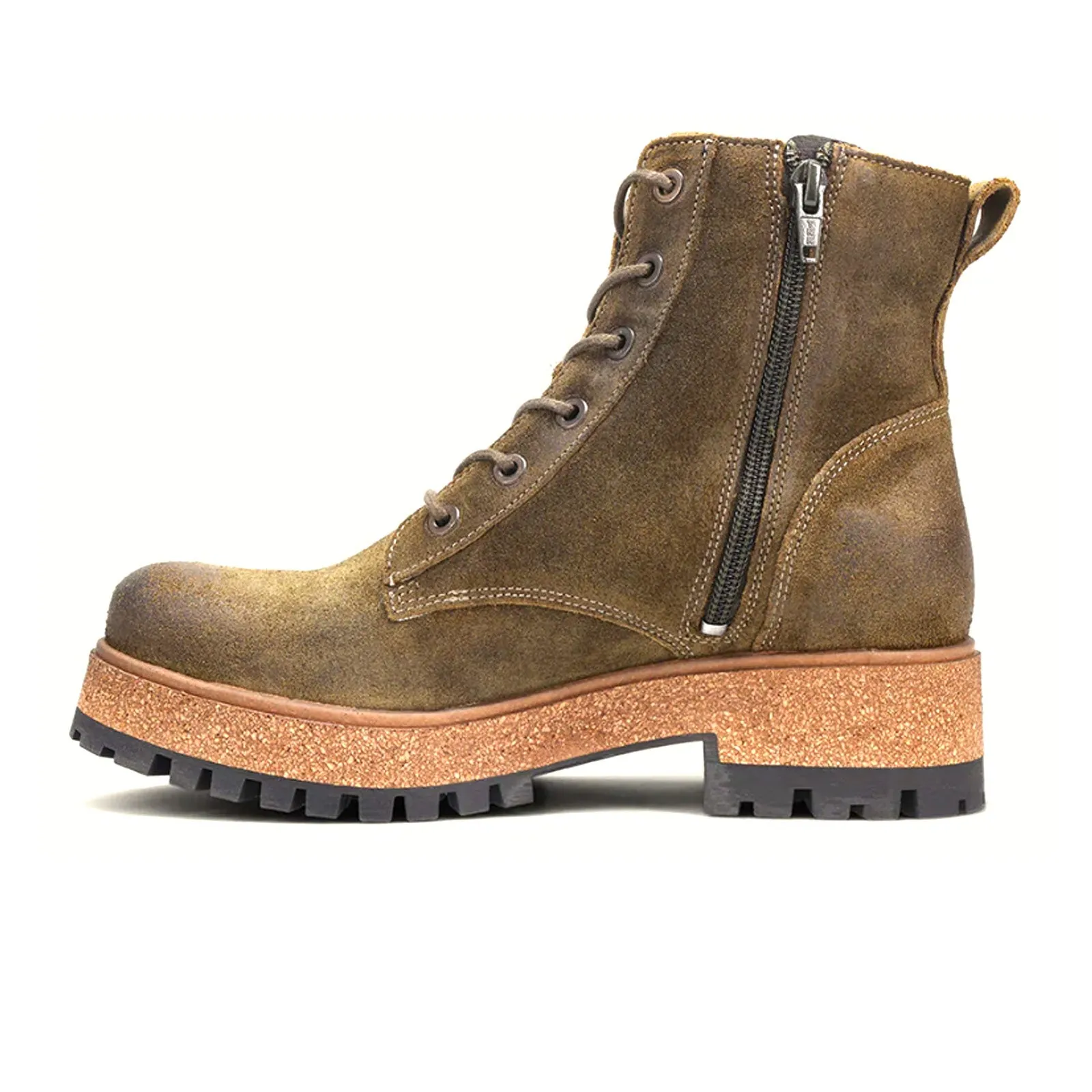 Taos Main Street Lace Up Mid Boot (Women) - Olive Rugged Leather