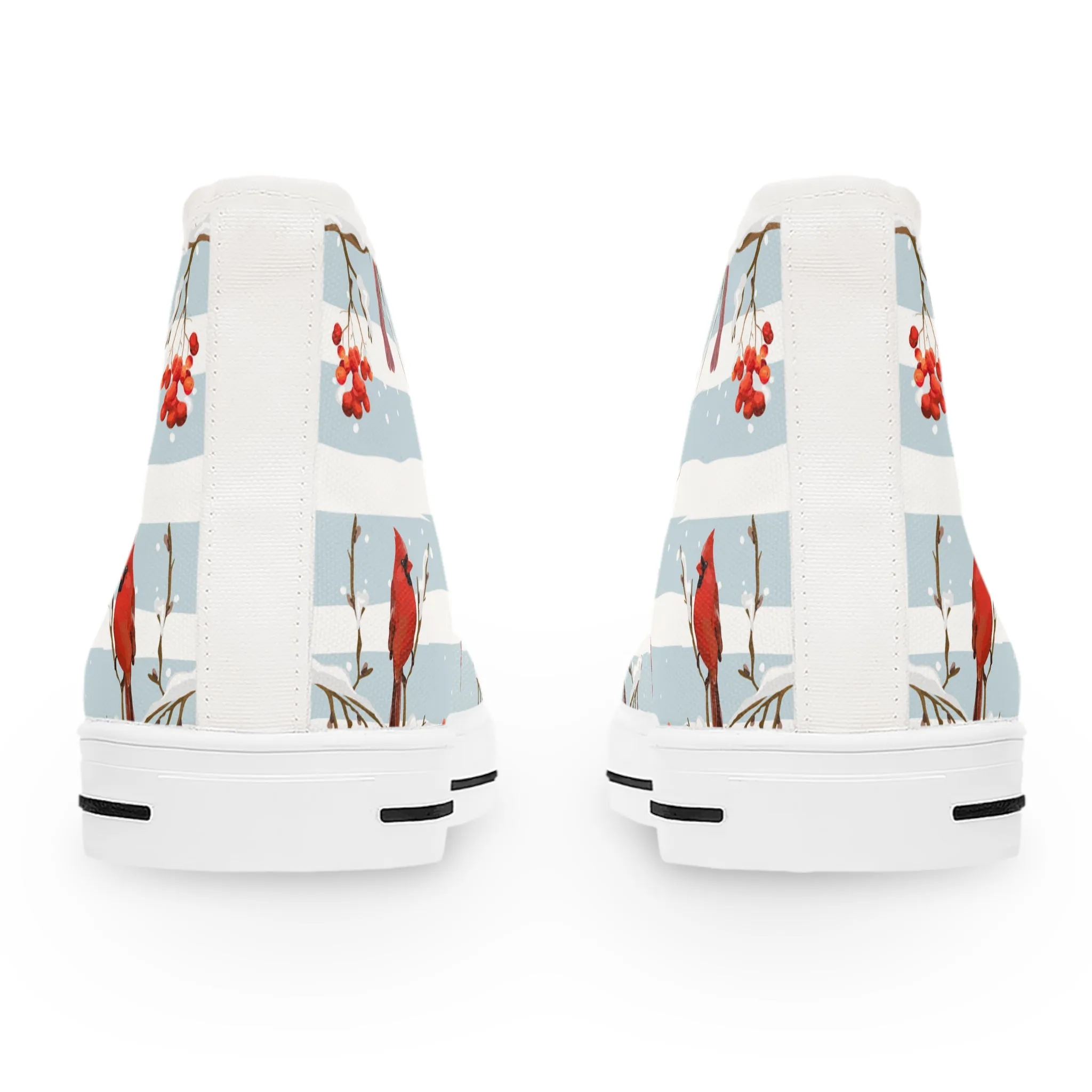 Winter Red Birds Women's High Top Sneakers