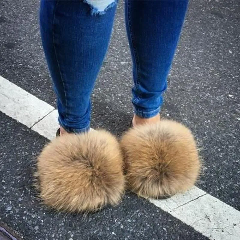 Women indoor/outdoor Luxury Plush Fluffy Faux Fur  Flip Flop Slippers